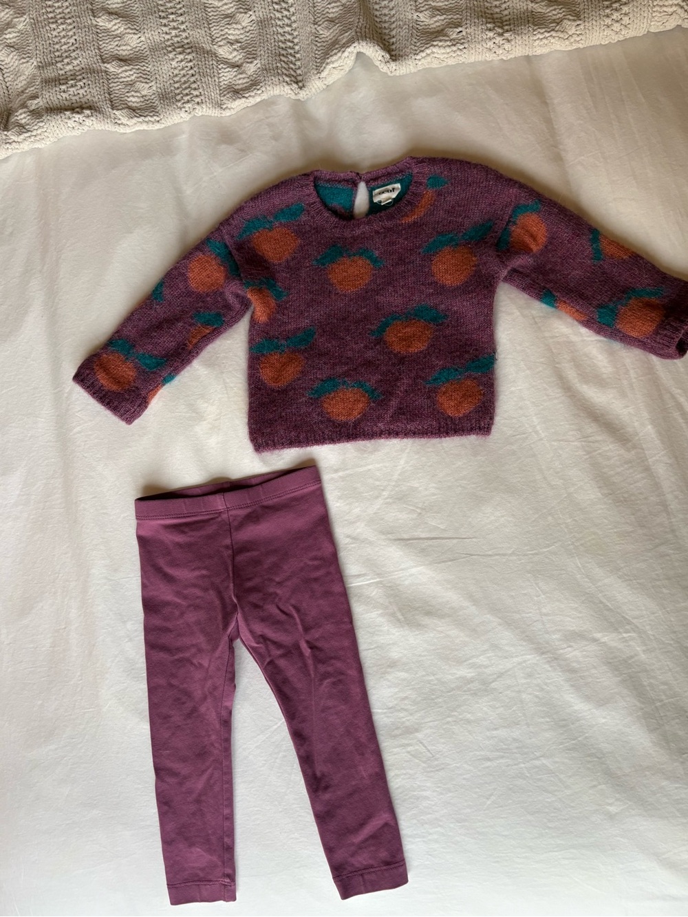 Oeuf Purple Knit Sweater with Teal and Orange Accents